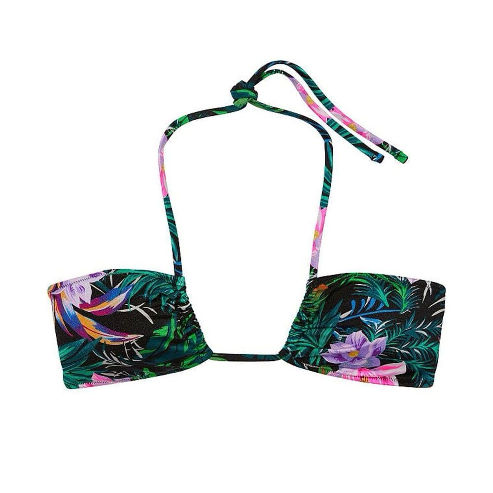 Victoria’s Secret Black Palm Halter Swim Bikini Top Size Small
